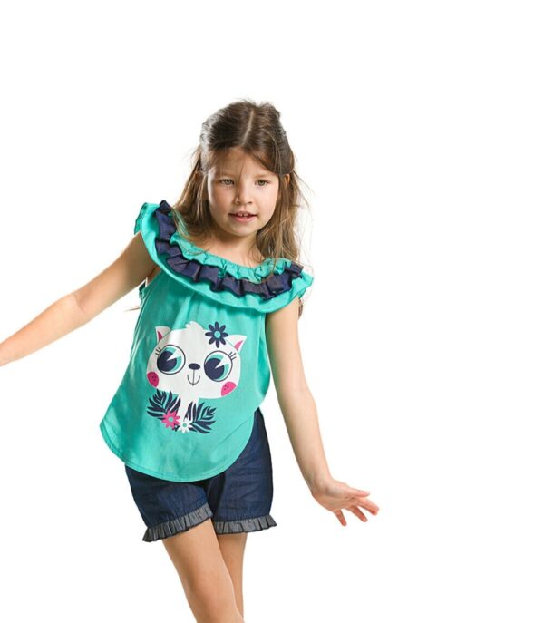 DENOKIDS - Ensemble T-shirt + Short Turquoise