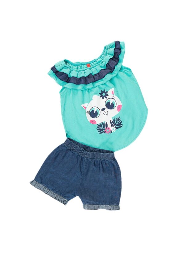 DENOKIDS - Ensemble T-shirt + Short Turquoise